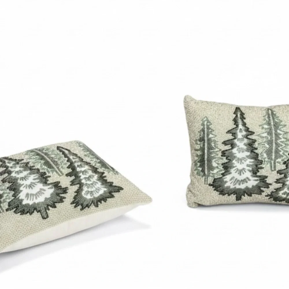 Set of 2 Mistletoe & Sailing Co Beaded Christmas Tree Pillows 12x20